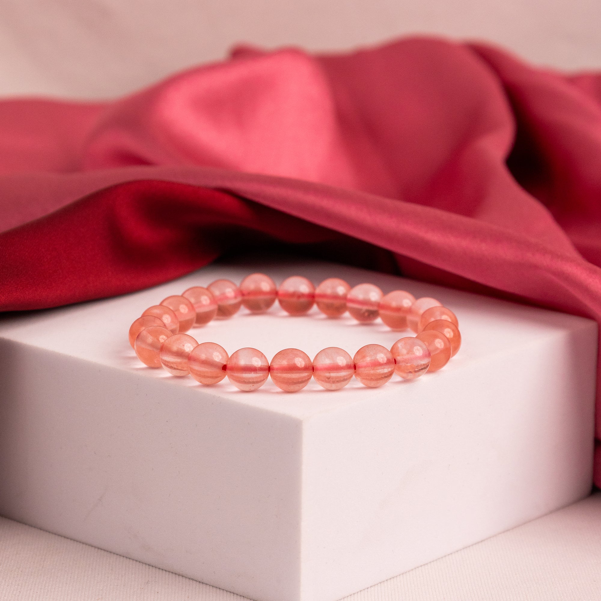 Cherry Quartz Crystal Bracelet - Abhimantrit & Certified